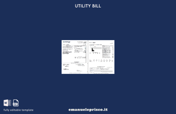 Pagine delle bollette delle utenze USA Evergy in stile verificato, modello di ve